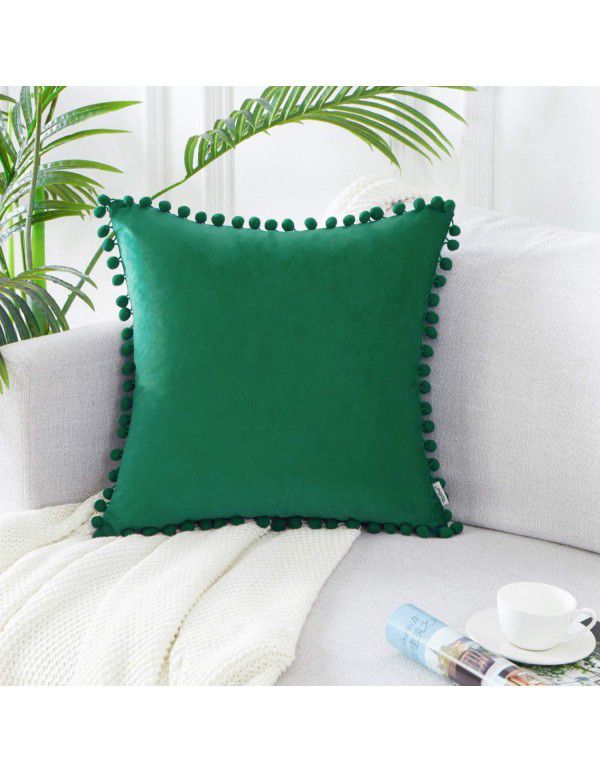 Nordic ins style pillowcase cross-border ball ball velvet solid color pillowcase office sofa pillow bedside cushion