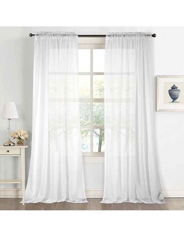 Simple plain color window screens, curtain screens, finished products, living room, bedroom, balcony, blackout curtains, matching yarn, spot supply, cross-border