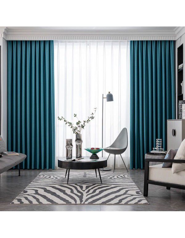 Full blackout color matching splicing curtains, living room, bedroom, simple sunshade, heat insulation, sunscreen fabric, hook type curtains, finished products