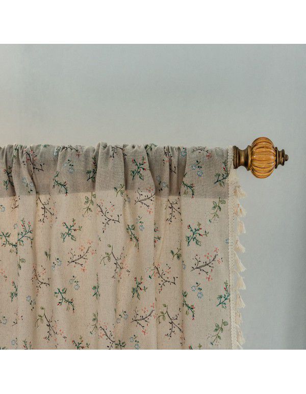 North American curtain, finished small window, kitchen, half curtain, tassel, cotton, linen, half shading, window, short curtain, cross-border Japan and Korea