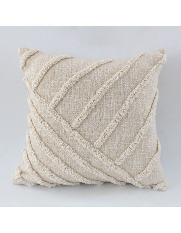 Spot Bohemian tufted pillowcase Nordic simple cotton waist pillow ins model room sofa cushion waist pillow