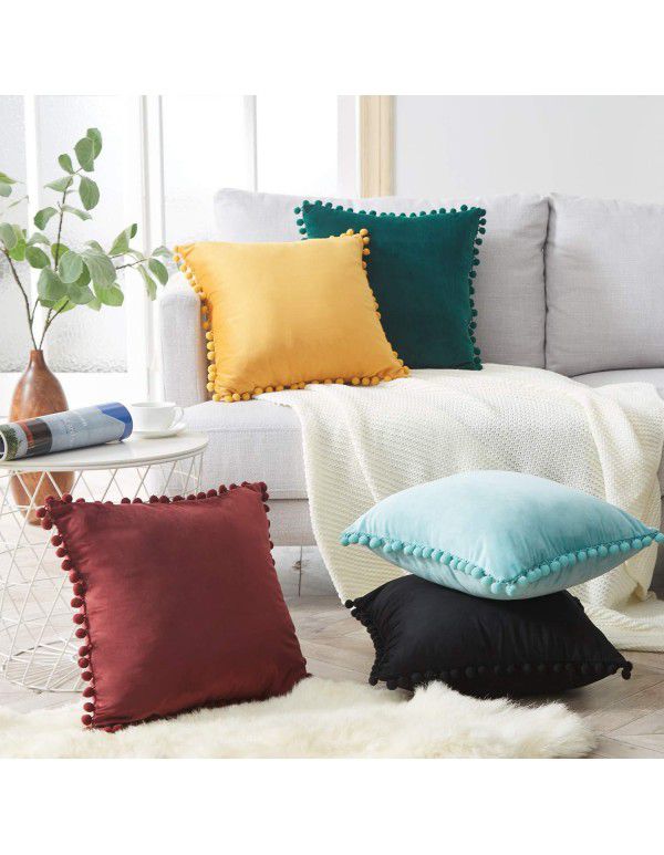 Nordic ins style pillowcase cross-border ball ball velvet solid color pillowcase office sofa pillow bedside cushion