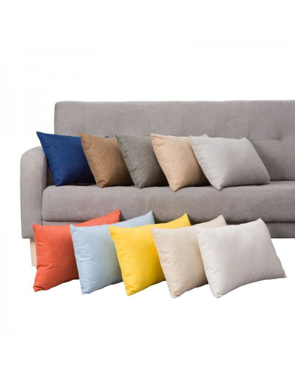 Nordic solid cotton linen pillow sofa cushion cover living room bedroom car office backrest multicolor modern simplicity