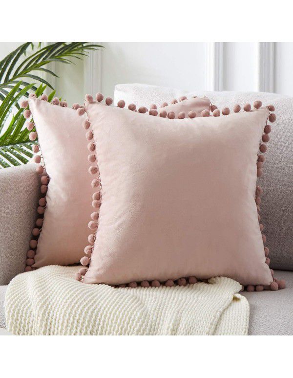 Nordic ins style pillowcase cross-border ball ball velvet solid color pillowcase office sofa pillow bedside cushion