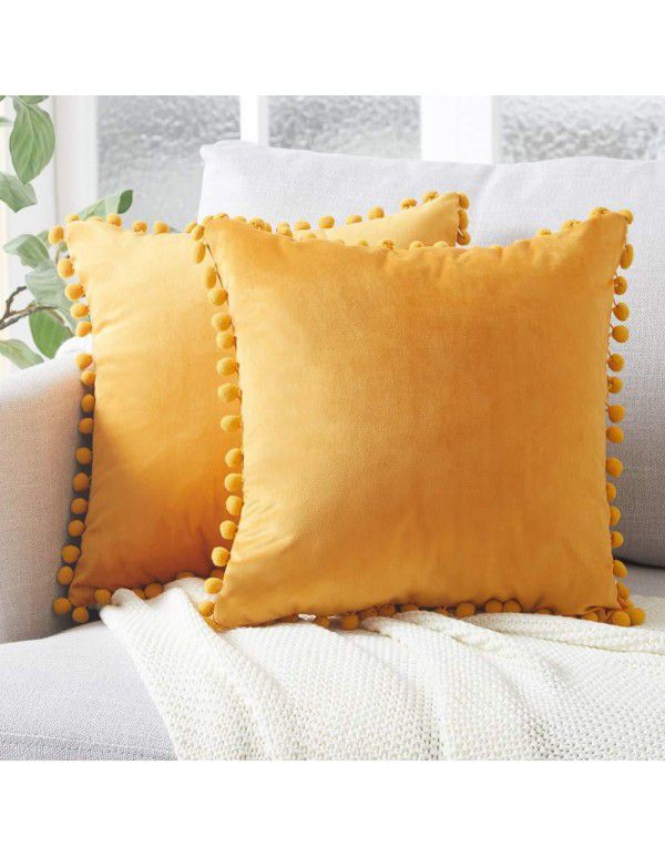 Nordic ins style pillowcase cross-border ball ball velvet solid color pillowcase office sofa pillow bedside cushion