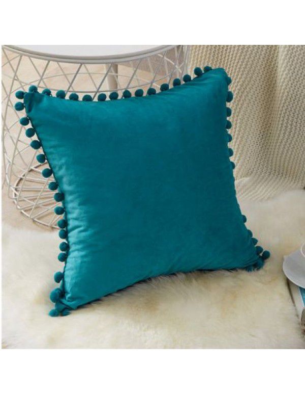 Nordic ins style pillowcase cross-border ball ball velvet solid color pillowcase office sofa pillow bedside cushion