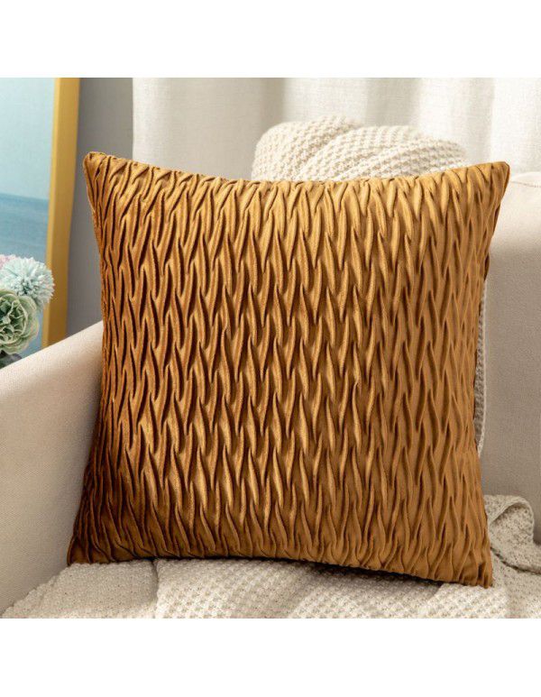 Cross border solid velvet pleated pillowcase Dutch velvet sofa cushion bedside pillow office waist support