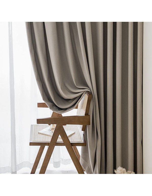 Customized Mousse cotton linen curtain, living room, children's room, French window, sunshade curtain, modern and simple