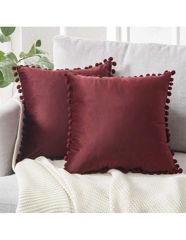 Nordic ins style pillowcase cross-border ball ball velvet solid color pillowcase office sofa pillow bedside cushion