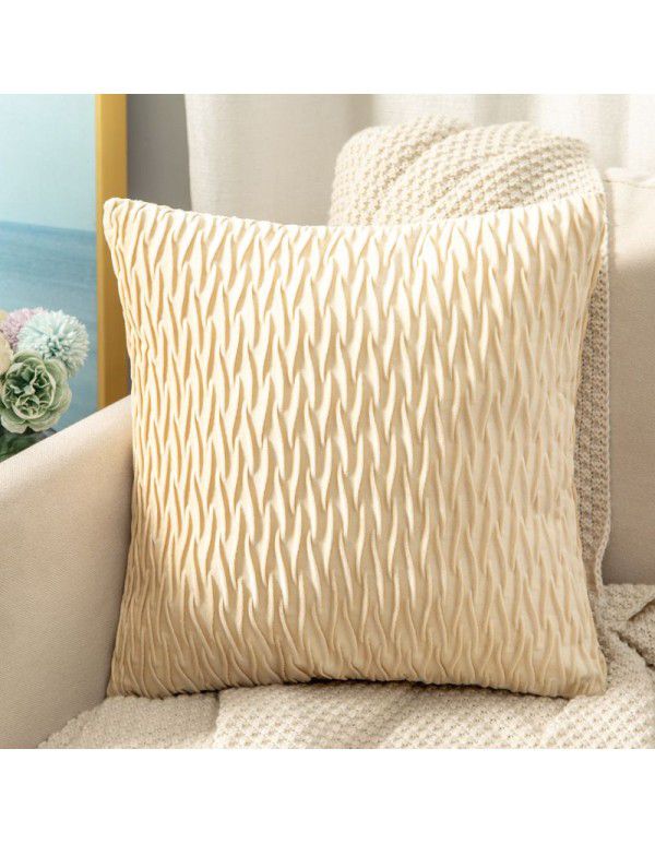 Cross border solid velvet pleated pillowcase Dutch velvet sofa cushion bedside pillow office waist support