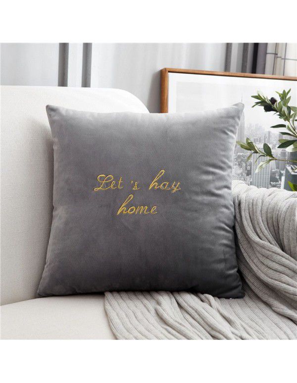 Nordic luxury style sofa pillowcase cushion living room velvet pillowcase 4545 bedside enlarged backrest