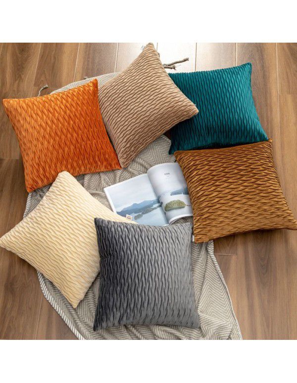 Cross border solid velvet pleated pillowcase Dutch velvet sofa cushion bedside pillow office waist support