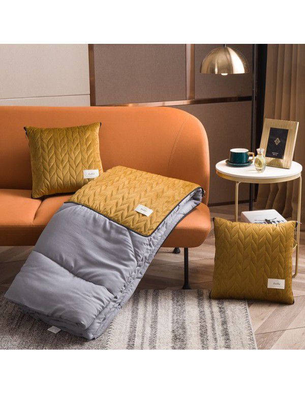 Velvet light luxury pillow, quilt dual-use thickened car office air conditioner, cushion sofa, nap pillow, pillow