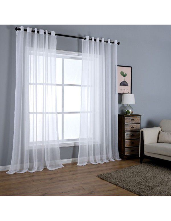 Simple plain color window screens, curtain screens, finished products, living room, bedroom, balcony, blackout curtains, matching yarn, spot supply, cross-border