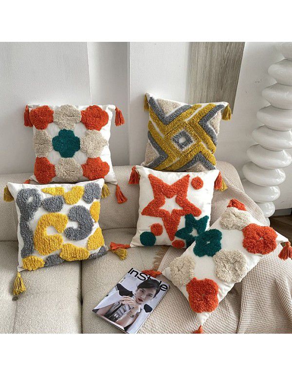 Nordic ins bohemian tufted five pointed star pillow popular home stay sofa bedside cushion office waist pillow