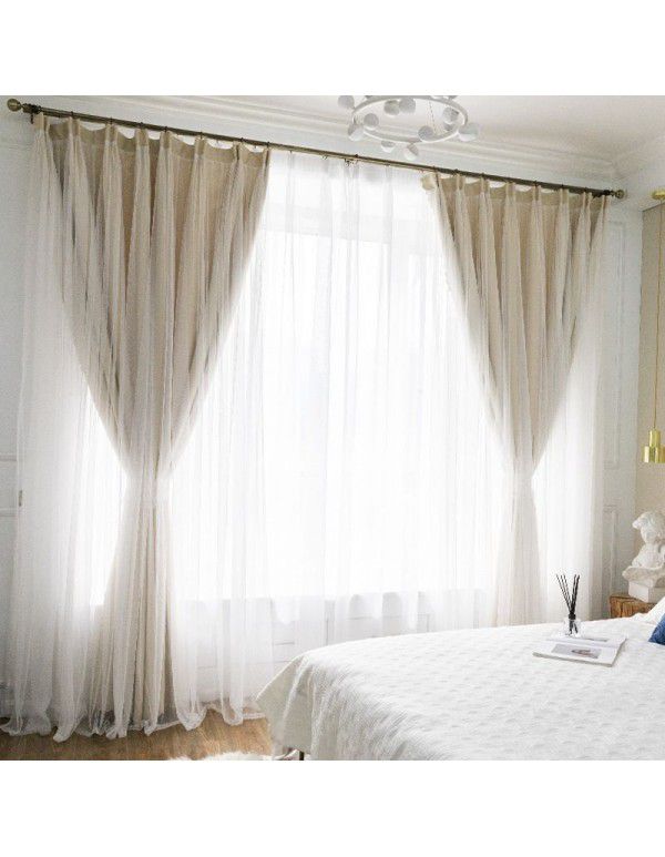 Net red blackout curtain hollow star bedroom hole free ins double decker deluxe floating window starry sky cloth wholesale