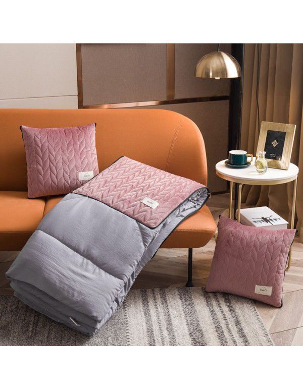 Velvet light luxury pillow, quilt dual-use thickened car office air conditioner, cushion sofa, nap pillow, pillow