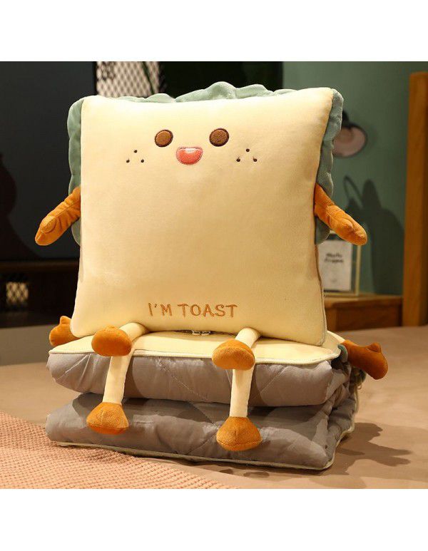 Toast Bread Throwing Pillow Quilt Plush Cartoon Throwing Pillow Office Waist Ins Cartoon Air Conditioner Room Throwing Pillow Quilt