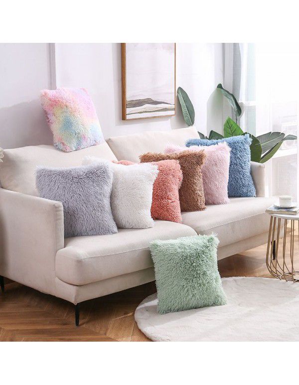 Plush Throw Pillow 2022 Cross border Amazon New Product Solid Color Sofa Cushion Cover Sea Velvet Office Home Cushion