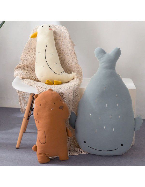 Creative Sita Animal Pillow Office Lunch Rest Waist Cushion Seabird Whale Bear Plush Toy Girl Gift