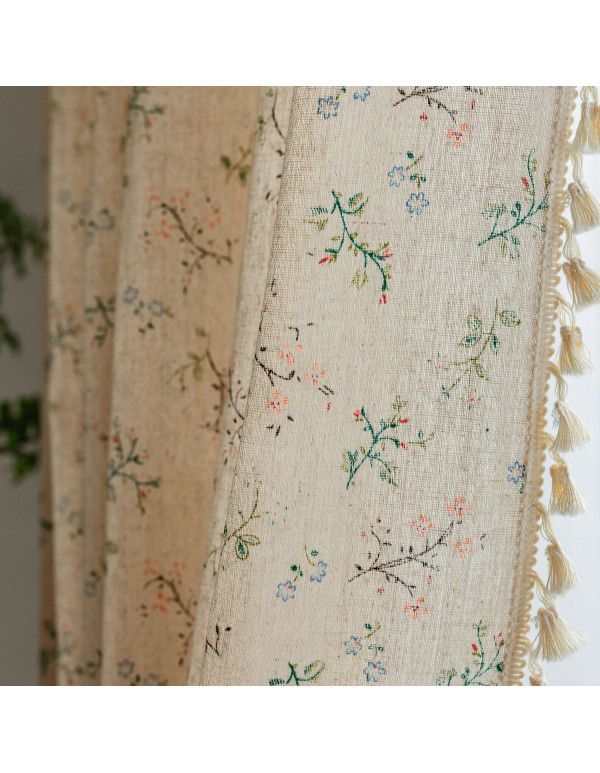 North American curtain, finished small window, kitchen, half curtain, tassel, cotton, linen, half shading, window, short curtain, cross-border Japan and Korea