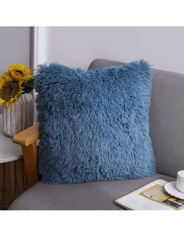 Plush Throw Pillow 2022 Cross border Amazon New Product Solid Color Sofa Cushion Cover Sea Velvet Office Home Cushion