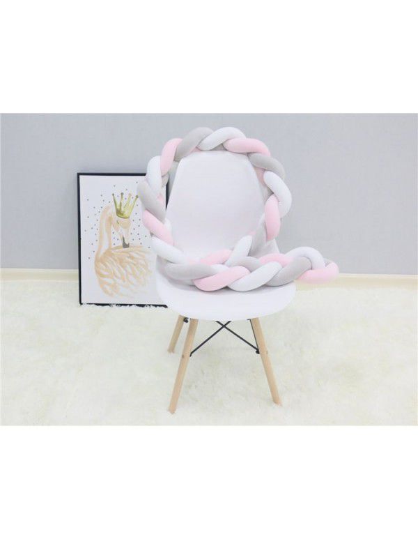 Ins Nordic children's room decoration DIY weave fried dough twist bed surround Danish Knot long tie ball pillow