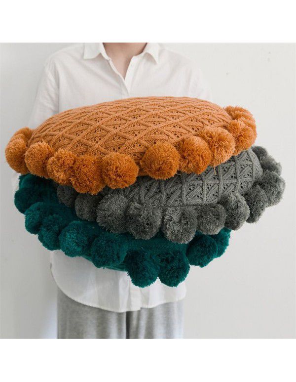 Ruijing ins wind net red knitting bedside sofa, living room, ball pillow, bedside cushion, Eni yarn