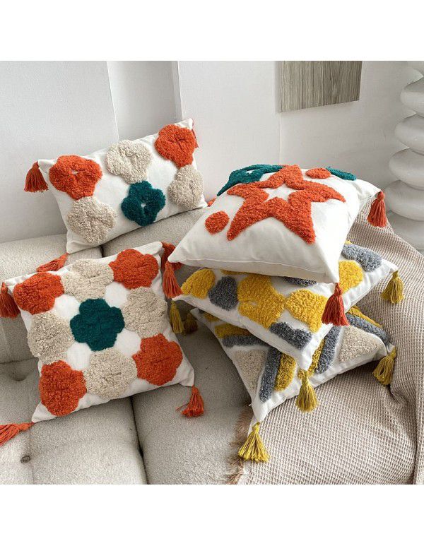 Nordic ins bohemian tufted five pointed star pillow popular home stay sofa bedside cushion office waist pillow