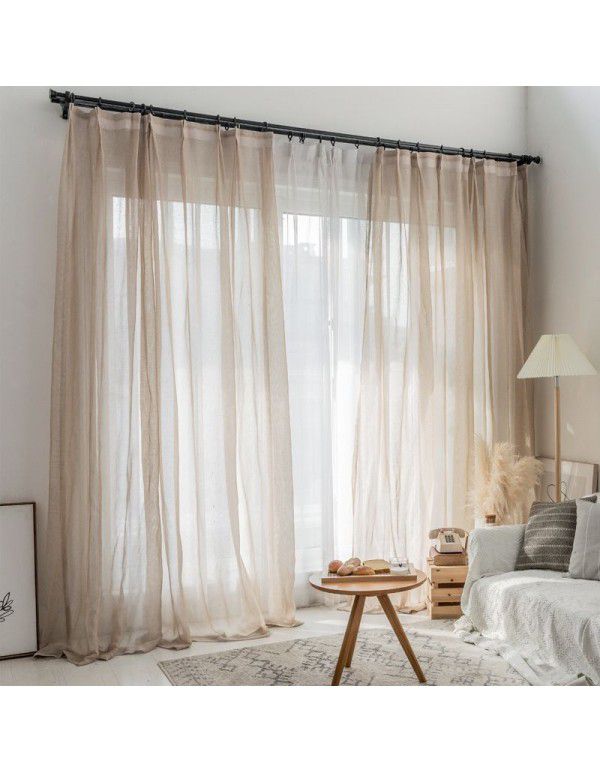 Cross border exclusive for Japanese style literature and art, simple new style, window screen, flax, light and thin window, balcony, bedroom, curtain, screen