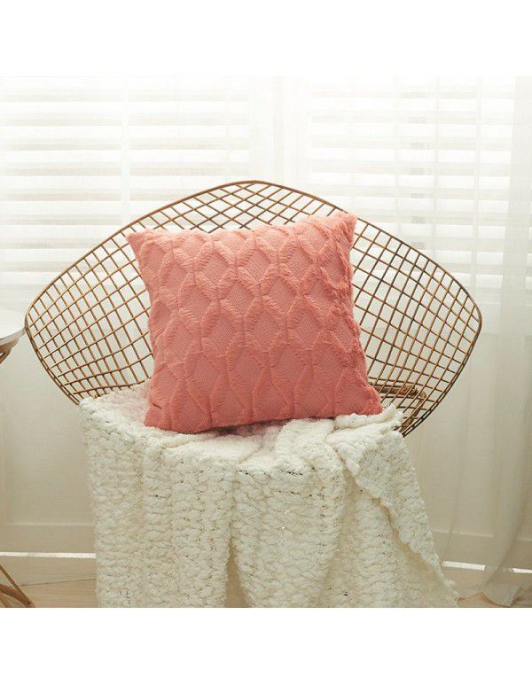 Wholesale special embroidered geometric diamond block plush pillowcase Simple solid color Nordic style household pillowcase