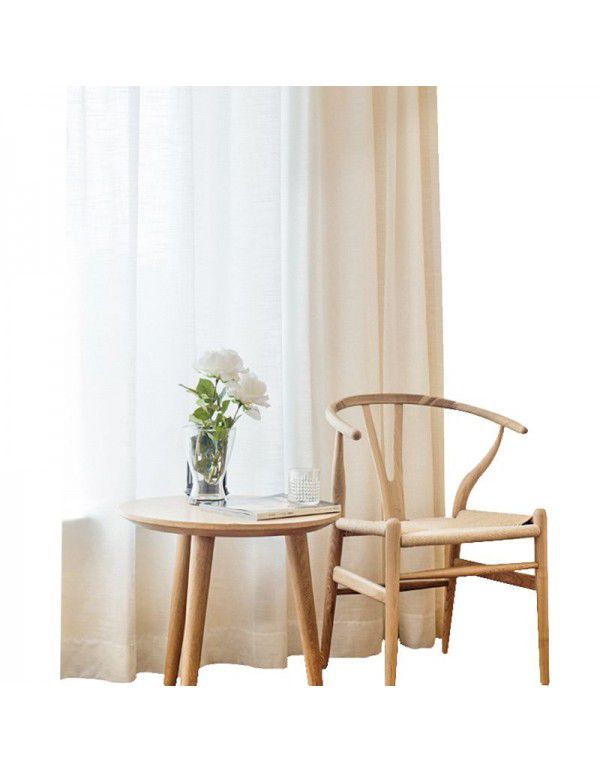 Pure white atmospheric vertical texture curtain gauze curtain, living room, floating window, transparent yarn curtain fabric