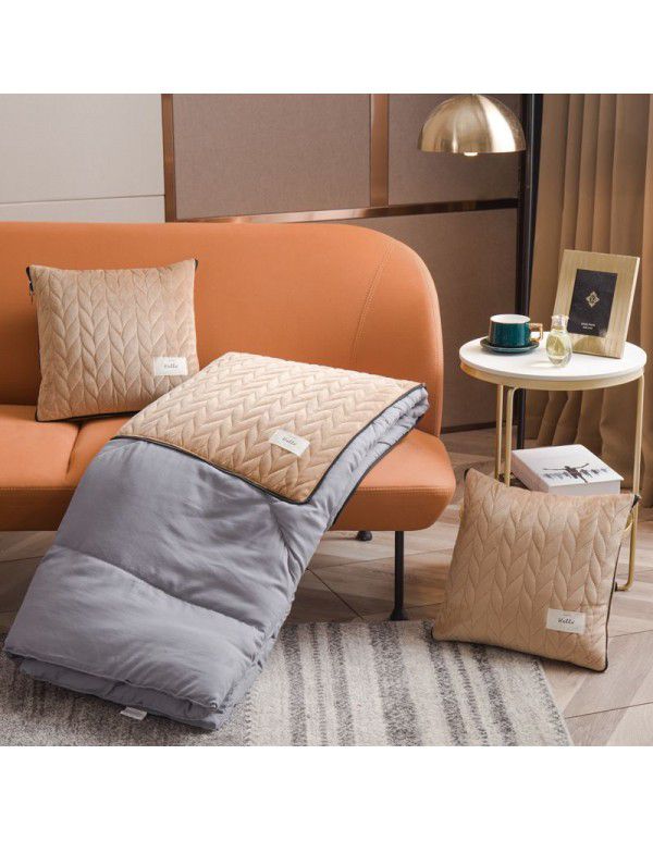 Velvet light luxury pillow, quilt dual-use thickened car office air conditioner, cushion sofa, nap pillow, pillow