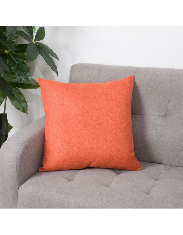 Nordic solid cotton linen pillow sofa cushion cover living room bedroom car office backrest multicolor modern simplicity