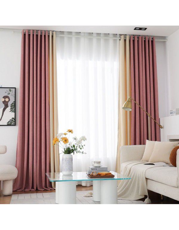 New minimalist nordic ins baby velvet finished curtain living room balcony window curtain