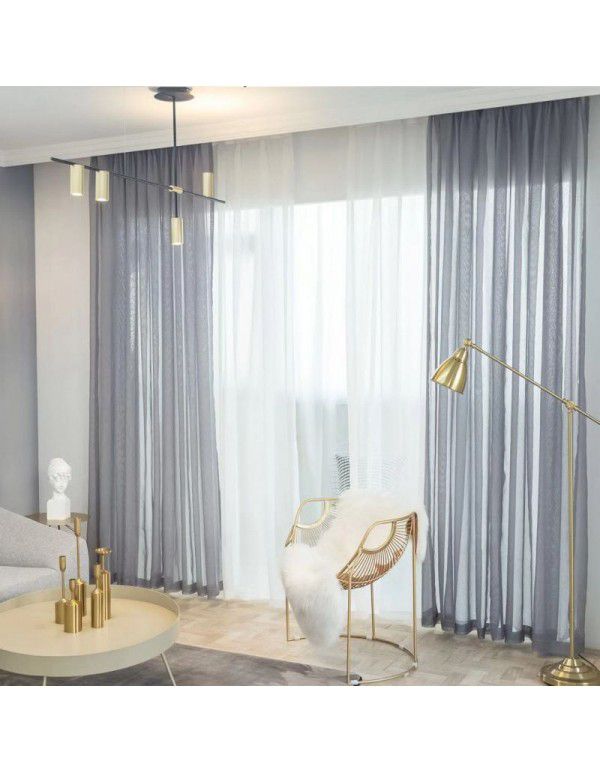 Curtain screen, white linen, thickened window screen, finished bedroom partition screen, floating window, white screen, balcony screen