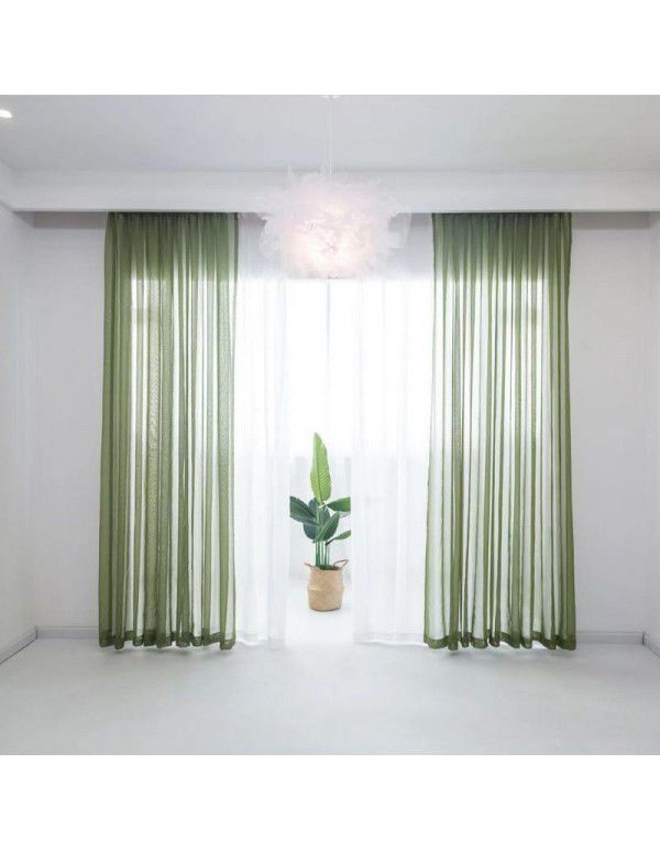 Curtain screen, white linen, thickened window screen, finished bedroom partition screen, floating window, white screen, balcony screen