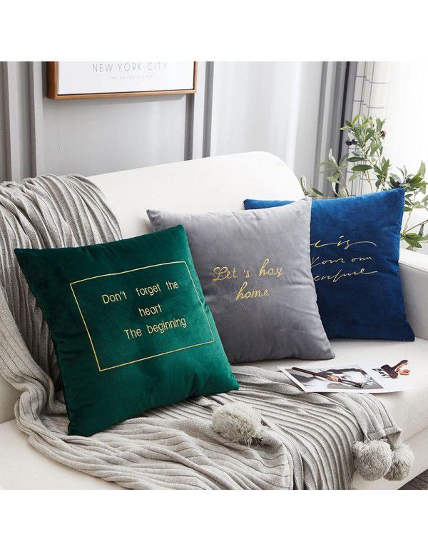 Nordic luxury style sofa pillowcase cushion living room velvet pillowcase 4545 bedside enlarged backrest