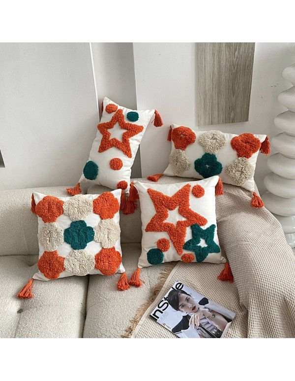 Nordic ins bohemian tufted five pointed star pillow popular home stay sofa bedside cushion office waist pillow