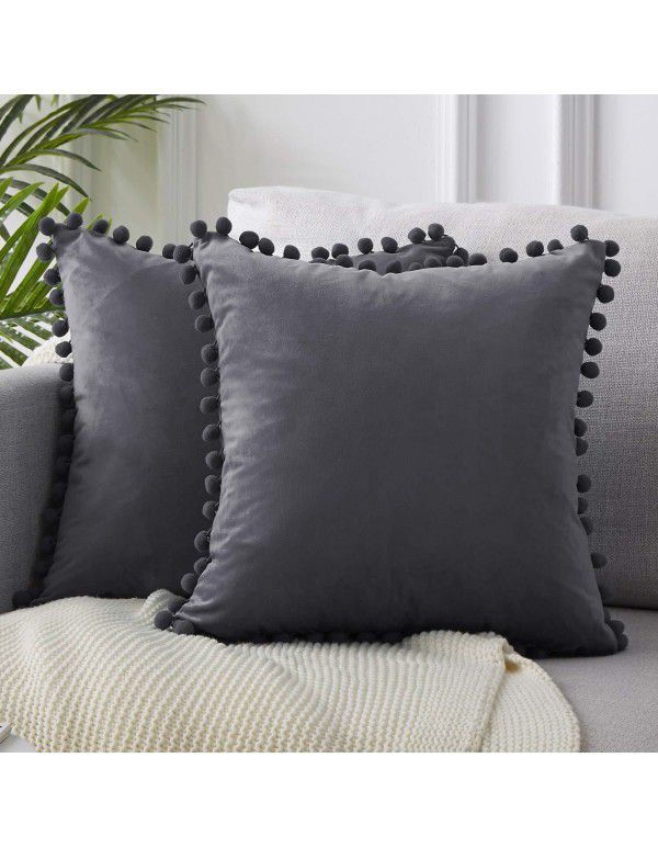 Nordic ins style pillowcase cross-border ball ball velvet solid color pillowcase office sofa pillow bedside cushion