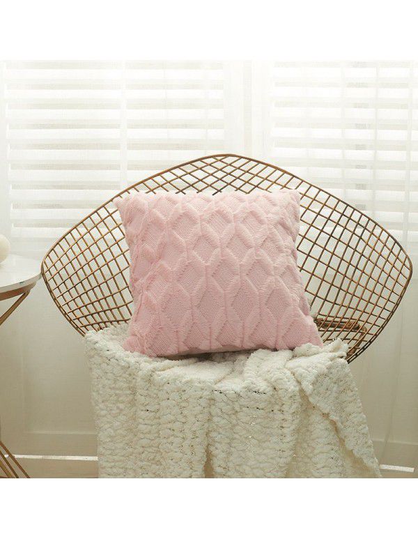 Wholesale special embroidered geometric diamond block plush pillowcase Simple solid color Nordic style household pillowcase