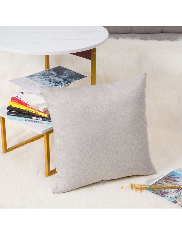 Nordic solid cotton linen pillow sofa cushion cover living room bedroom car office backrest multicolor modern simplicity