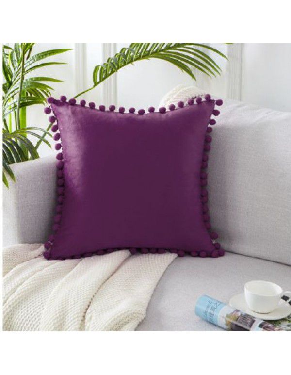 Nordic ins style pillowcase cross-border ball ball velvet solid color pillowcase office sofa pillow bedside cushion