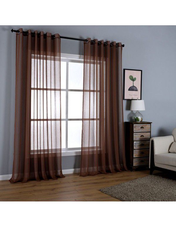 Simple plain color window screens, curtain screens, finished products, living room, bedroom, balcony, blackout curtains, matching yarn, spot supply, cross-border