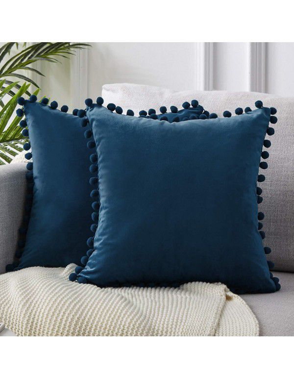 Nordic ins style pillowcase cross-border ball ball velvet solid color pillowcase office sofa pillow bedside cushion