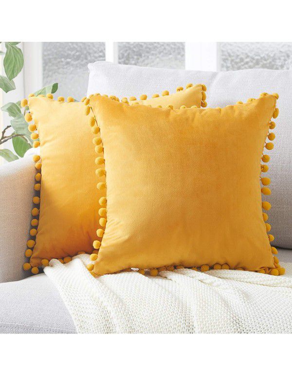 Nordic ins style pillowcase cross-border ball ball velvet solid color pillowcase office sofa pillow bedside cushion