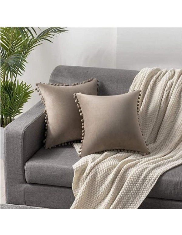 Nordic ins style pillowcase cross-border ball ball velvet solid color pillowcase office sofa pillow bedside cushion