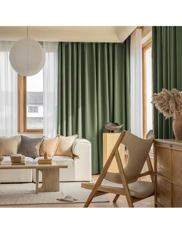 Japanese Matcha color curtain bedroom full shading bedroom hook type room 2022 new style living room atmosphere ins style