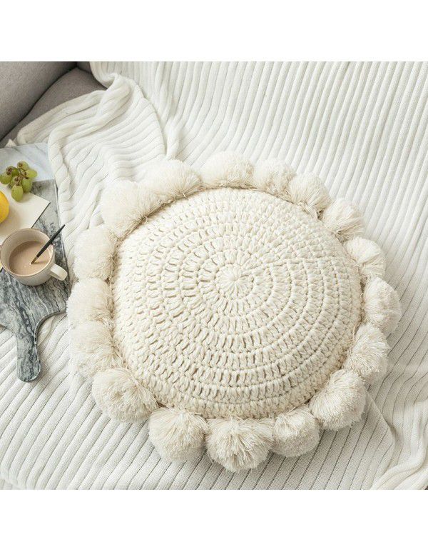 Yutujia Creative Round Ball Pillow Nordic Design Handmade Woolen Sofa Cushion Cushion Solid Color Cushion