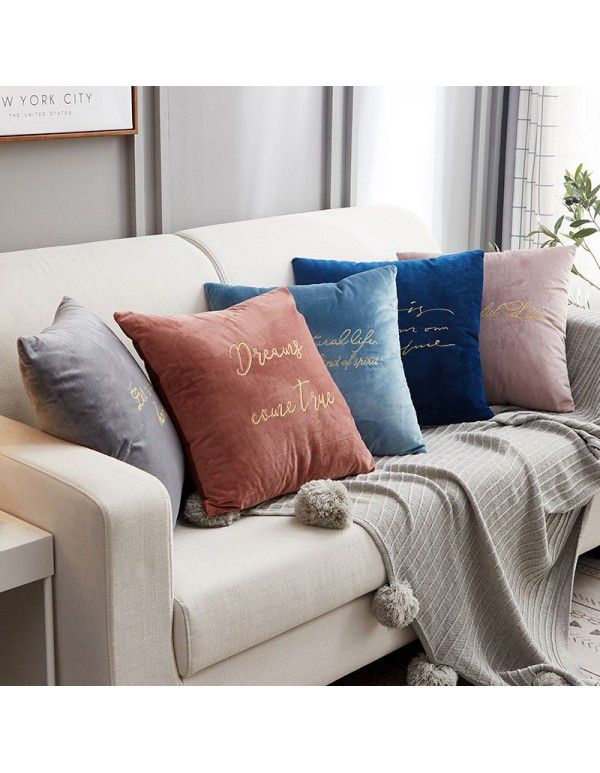 Nordic luxury style sofa pillowcase cushion living room velvet pillowcase 4545 bedside enlarged backrest